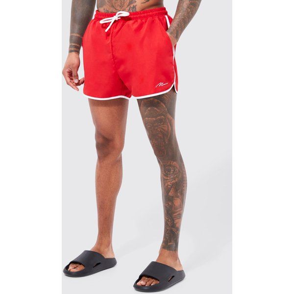 Short De Bain À Logo - Man Homme - Rouge - Xs, Rouge