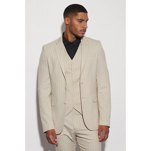 Tall - Costume Cintré À Rayures Homme - Beige - 38, Beige