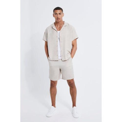 Ensemble Ample Avec Chemise En Lin Et Short Homme - Beige - Xl, Beige