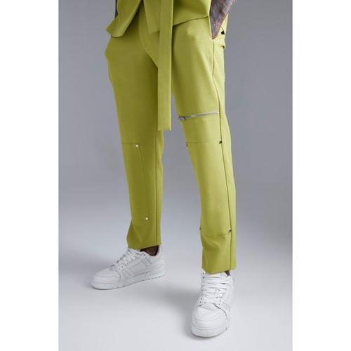 Pantalon De Costume Skinny Zippé Homme - Vert - 34, Vert