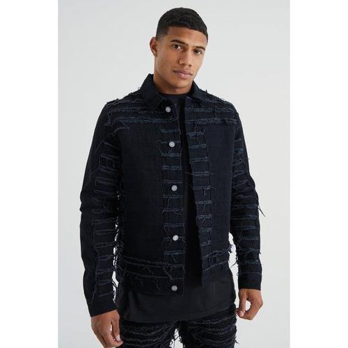 Veste En Jean Déchirée Homme - Noir - Xs, Noir