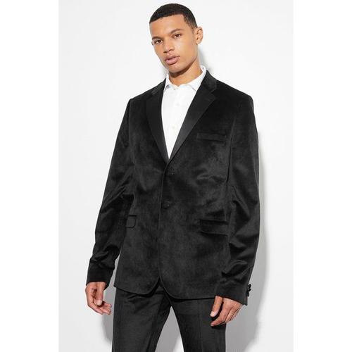 Tall - Veste De Costume Cintrée Satinée En Velours Homme - Noir - 42, Noir