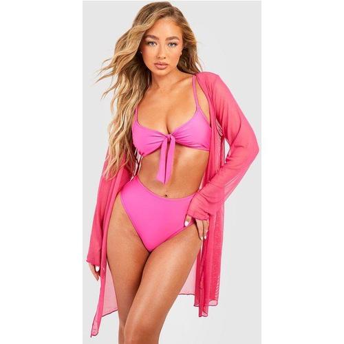 Ensemble 3 Pièces Avec Kimono Et Bikini - Rose - 44