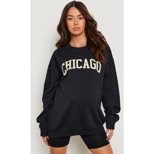 Sweat De Grossesse Oversize À Imprimé Chicago - Noir - M