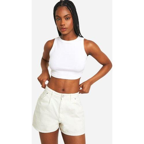 Tall Light Wash Extreme Wide Leg Denim Shorts - Blanc Écru - 12