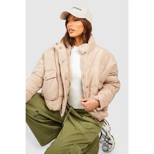 Doudoune Courte Oversize - Marron Taupe - 34