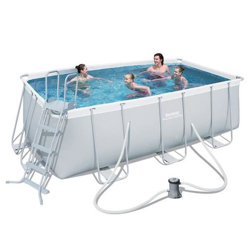 BESTWAY Kit Piscine rectangulaire tubulaire L4,12 x l2,01 x H1,22m