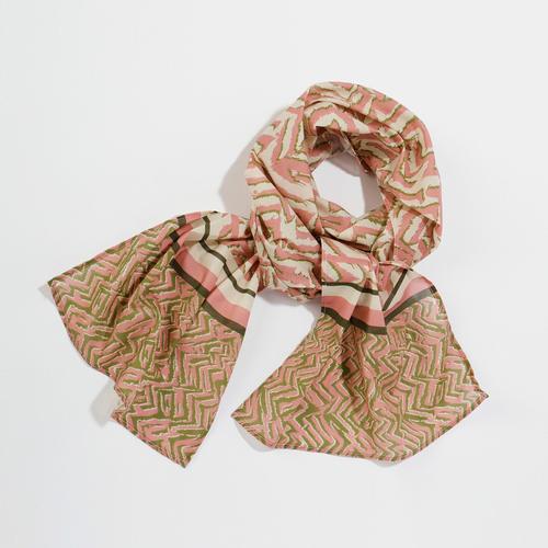 Foulard Imprimé Cachemire, 198 X 38 Cm - Coton - - Kaki