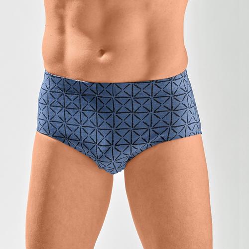 Slip Fermé Taille Haute Motifs Géométriques - Lot De 6 - - Bleu/Gris/Noir