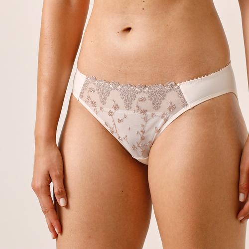 Slip Tulle Brodé Bicolore « White Nights » - Passionata - Blanc