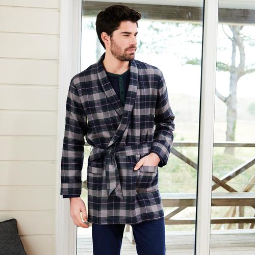 Veste D'intérieur Flanelle Col Châle - - Bleu