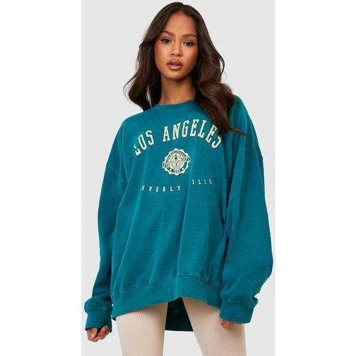 Sweat Oversize Surteint À Slogan Los Angeles - Vert Sapin - L