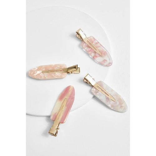 Lot De 4 Barrettes À Cheveux Marbrées - Rose - One Size