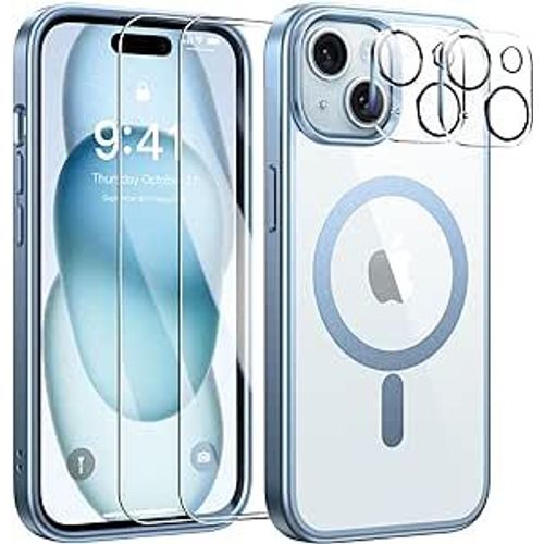 Coque Magsafe Iphone 15 6.1 Pouces 2 Verres Trempés 1 Protection Camera Ghl Tech