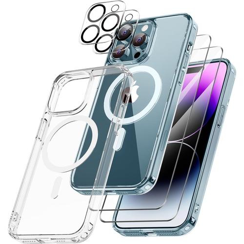 Coque Magsafe Iphone 15 Pro 6.1 Pouces 2 Verres Trempés 1 Protection Camera Ghl Tech