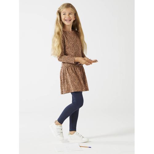 Robe Basics Imprimée Fille Manches Longues Marron Imprimé