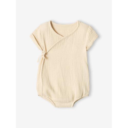 Body Bébé Personnalisable En Gaze De Coton Ouverture Naissance Gris Perle