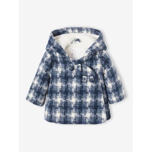 Manteau À Carreaux Bébé Ouverture Croisée Carreaux Bleu Foncé