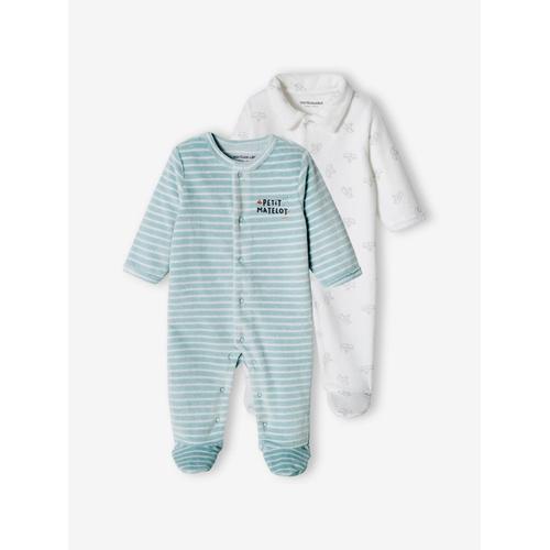 Lot De 2 Dors-Bien Bateau Bébé Garçon En Velours Bleu Ciel