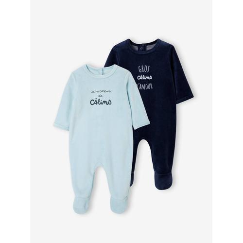 Lot De 2 Dors-Bien Bébé En Velours Basics Bleu Nuit