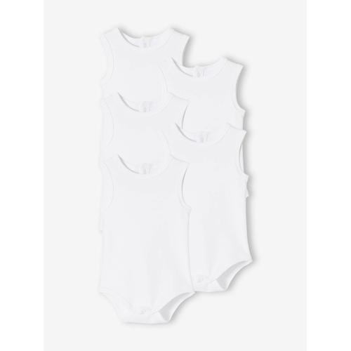 Lot De 5 Bodies Débardeur Bébé En Interlock Basics Lot Blanc