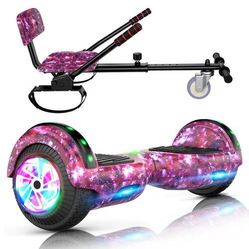 Hoverboard Scooter Bluetooth 6,5 Pouces Avec Lumières Led,Sisigad Hoverboard Avec Cadre D'hoverboard Violet