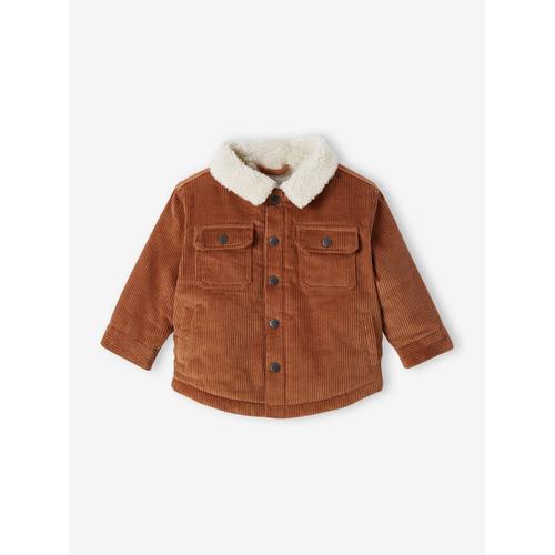 Veste En Velours Côtelé Bébé Doublée Fausse Fourrure Marron