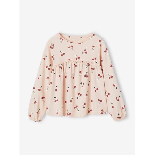 T-Shirt Forme Blouse Imprimé Fille Rose Poudré