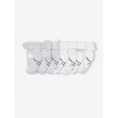 Lot De 7 Paires De Chaussettes Nuages Et Ours Bébé Basics Gris Chiné