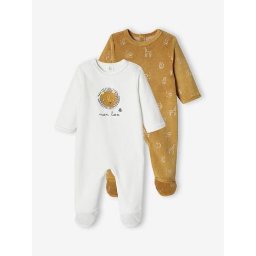 Lot De 2 Dors-Bien Lion Bébé Garçon En Velours Moutarde