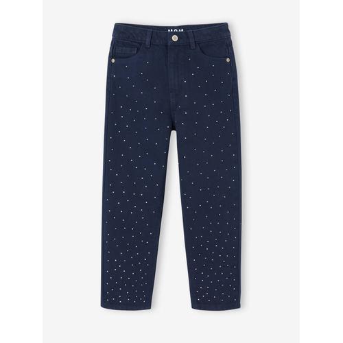 Pantalon Mom Fit À Strass Fille Marine