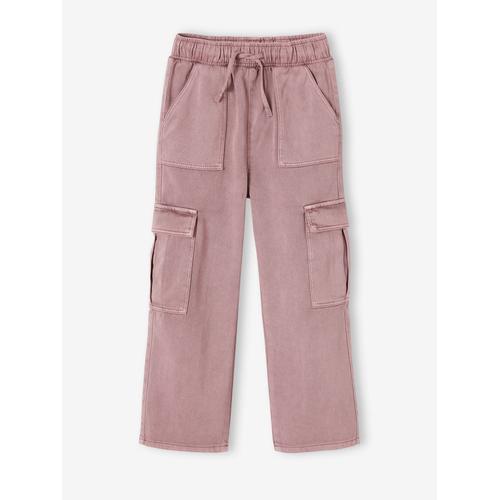 Pantalon Cargo Fille Facile À Enfiler Mauve