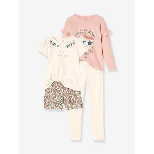 Lot Pyjama + Pyjashort Bohème Fille Vieux Rose