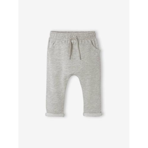 Pantalon Molleton Bébé Garçon Uni Basics Gris Clair Chiné