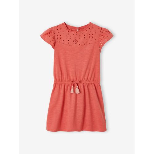 Robe Fille Détails En Broderie Anglaise Blush Foncé