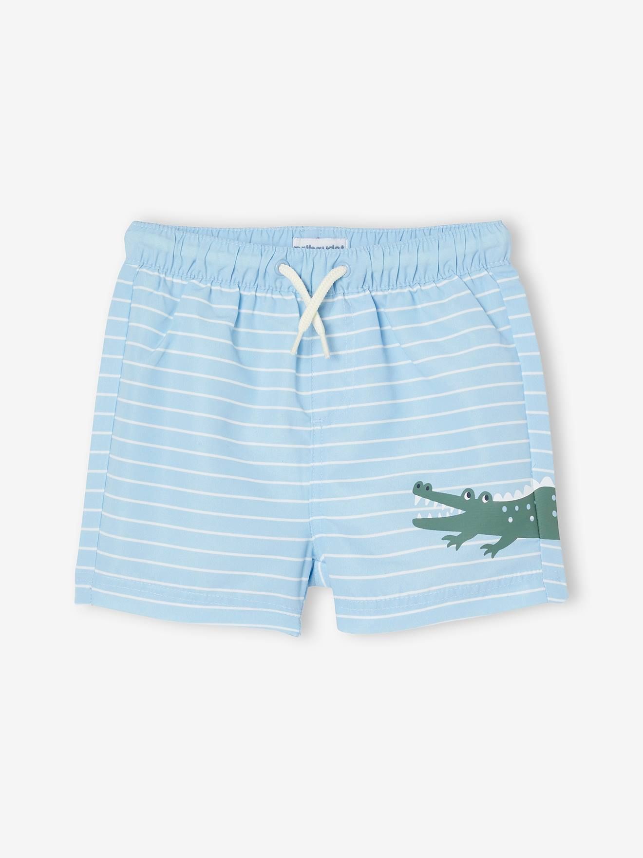 Short De Bain Imprimé Croco Bébé Garçon Rayé Bleu