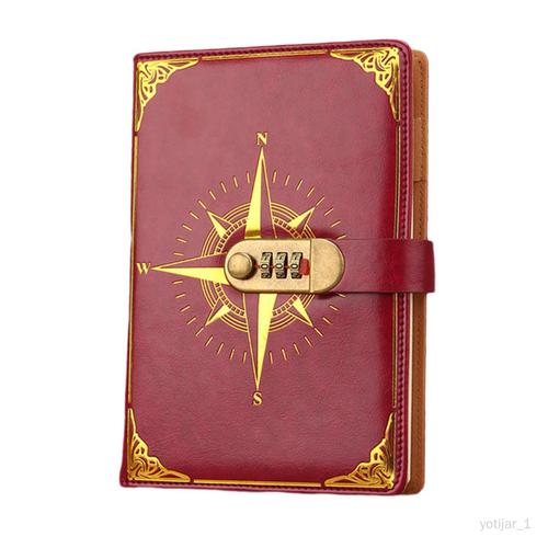 Journal Avec Serrure Design Rétro A5 Pu Cuir De Passe Serrure Journal Rouge