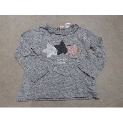 Ts Manches Longues Gris Chiné "Étoiles Glitter" Zara - 4 Ans