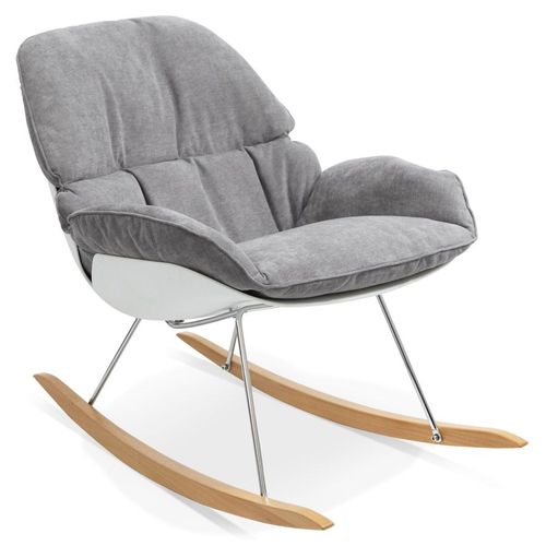 Fauteuil À Bascule Design 'chily' Gris Clair En Tissu