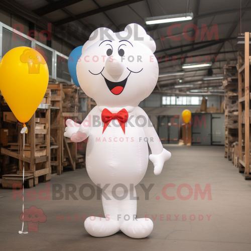 Personnage De Costume De Mascotte Redbrokoly De Ballons En Forme De Coeur Blanc Habillé D'un Gilet Et De Lacets De Chaussures