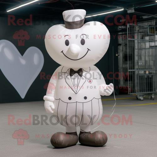 Personnage De Costume De Mascotte Redbrokoly De Ballons En Forme De Coeur Blanc Habillé D'un Gilet Et De Lacets De Chaussures