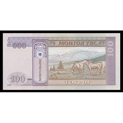 Mongolie = Billet Neuf De 100 Tugrik , Année 2008 - 2 Chevaux -