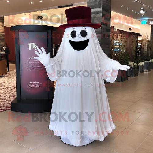 Personnage De Costume De Mascotte Redbrokoly Marron Fantôme Habillé D'une Robe De Mariée Et D'épingles À Chapeau