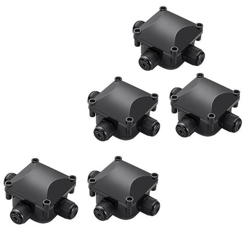 5pcs Extérieure boîte de jonction de 3 manières,IP68 Étanche Connecteur, pour Ø 5.5mm-10.2mm,Connecteurs Boîtier Électrique Extérieur(Noir)