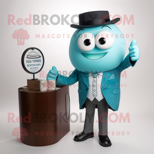 Personnage De Costume De Mascotte Redbrokoly D'avocat Turquoise Habillé D'un Pantalon De Costume Et De Cravates
