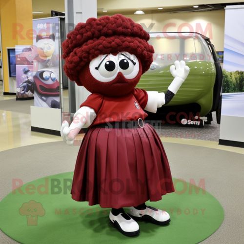 Personnage De Costume De Mascotte Redbrokoly De Balle De Golf Marron Vêtu D'une Jupe Portefeuille Et De Pinces À Chaussures