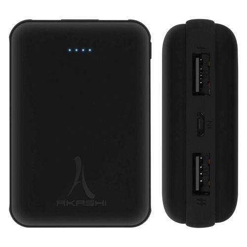 Powerbank 10000mah Chargeur Externe 2x Ports Usb + Port Micro Usb Akashi Noir