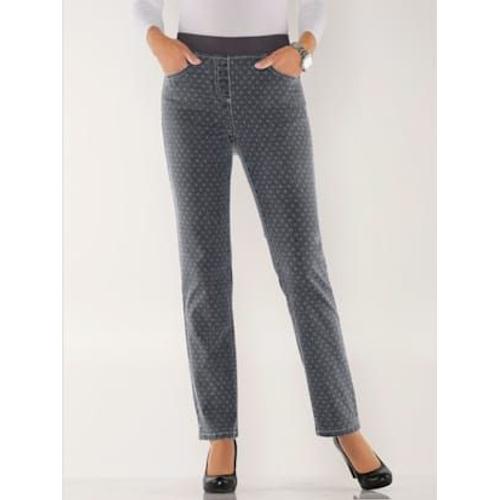 Jean Femme Confortable Avec Ceinture Élastique - - Gris-Denim Imprimé