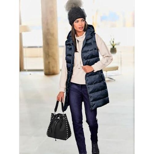 Gilet Matelassé Capuche Tendance - - Bleu Foncé