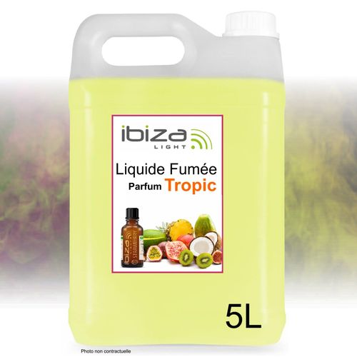 Pack Liquide à Fumée - Bidon de 5 Litres Liquide Ibiza Light SMOKE5L-N pour Machine à Fumée - Fiole de Parfum TROPIC Exotique